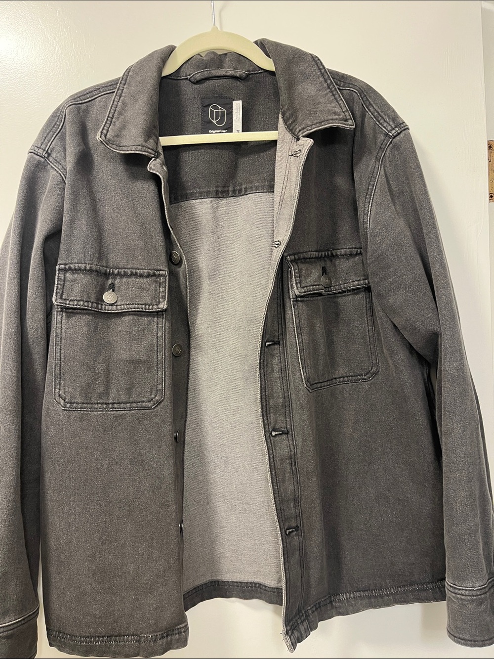 Men's Washed Black denim Utility Jacket - Casual Workwear Original Use